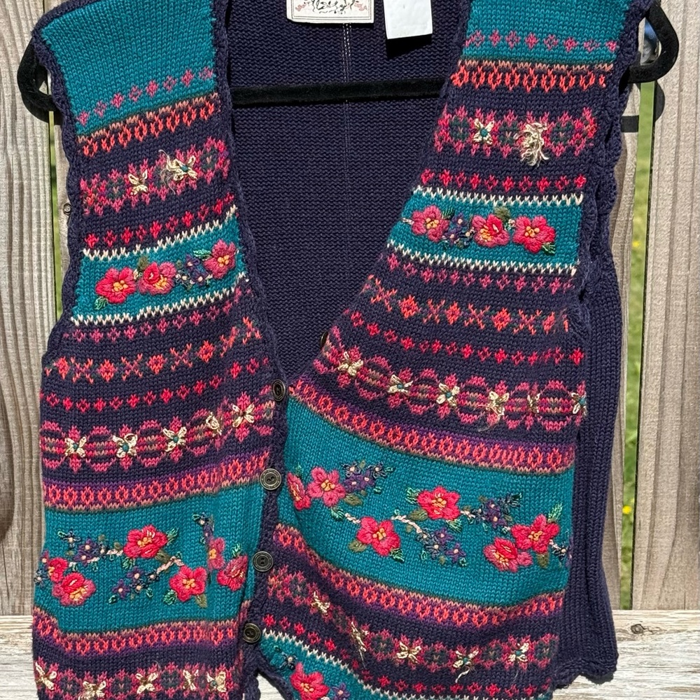 Blue and Red Cardigan Sweater